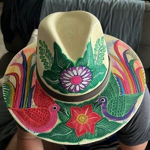 Sombrero Artesanal- hand painted hat size Medium